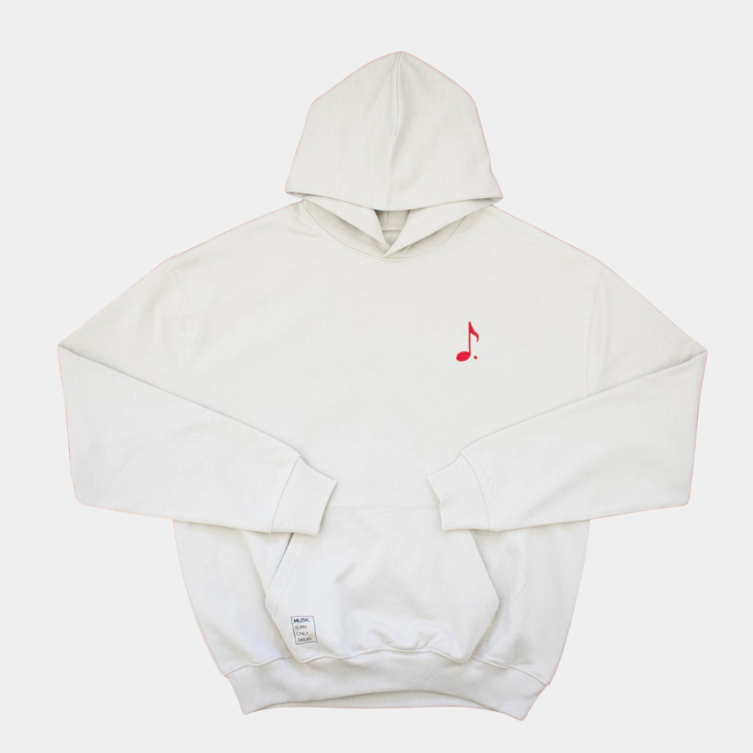 Sweat à capuche beige brodé rouge – Note.Paris