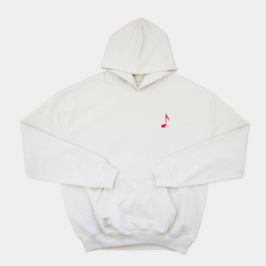Sweat à capuche beige brodé rouge – Note.Paris