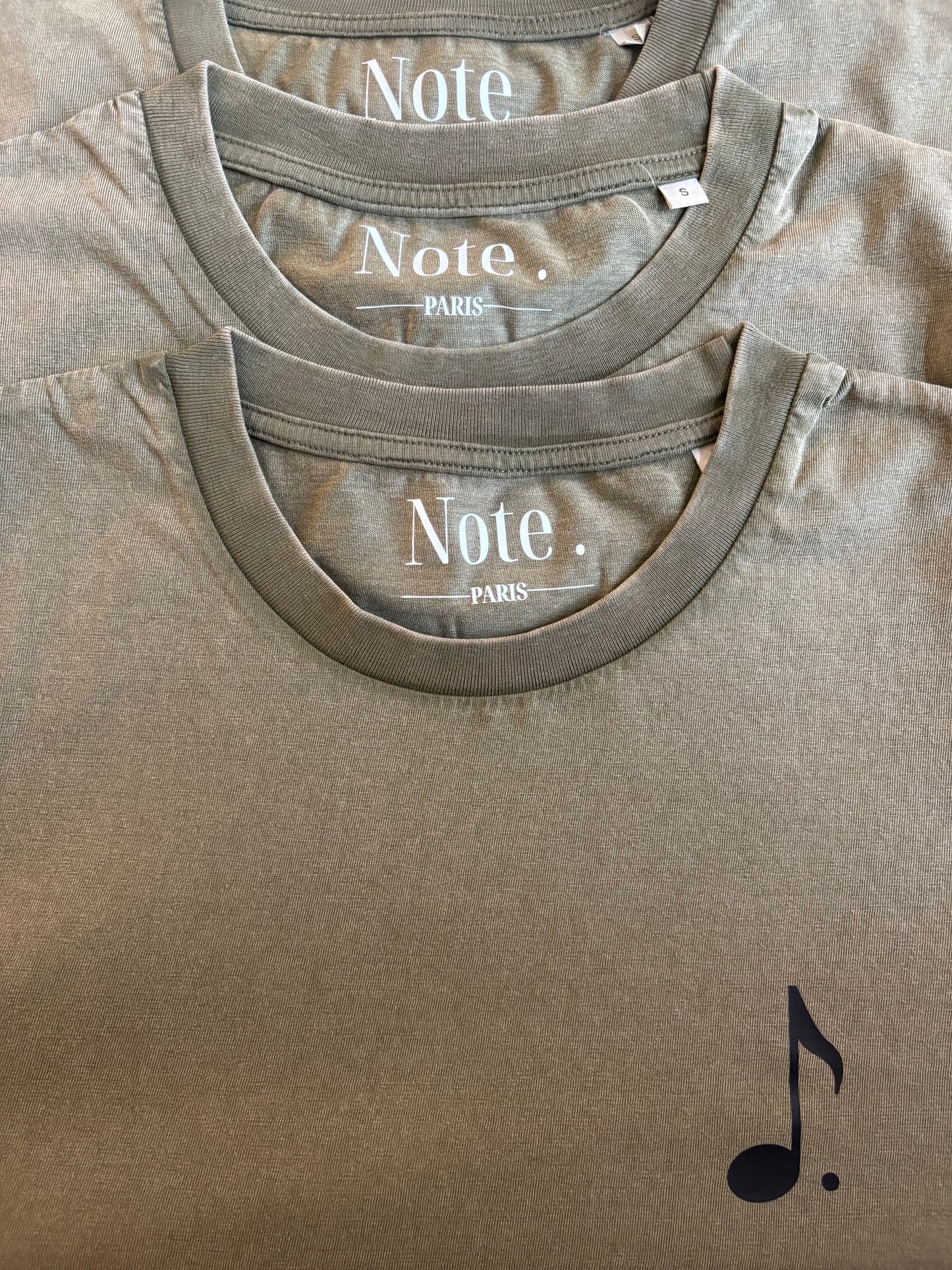 T-shirt vintage kaki impression velours – Note.Paris