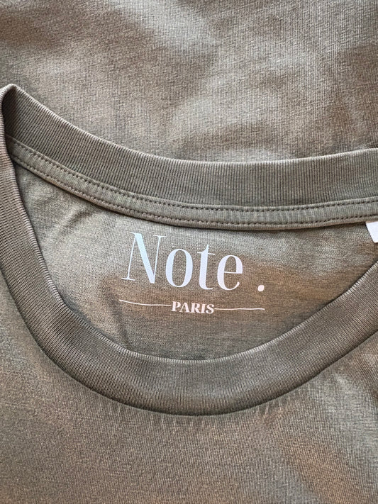 T-shirt vintage kaki impression velours – Note.Paris